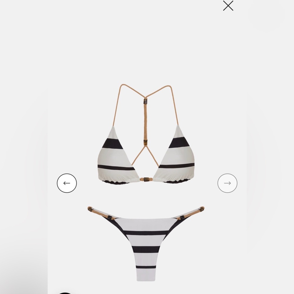April Striped Black & White Triangle Bikini Top by Vixpaula
